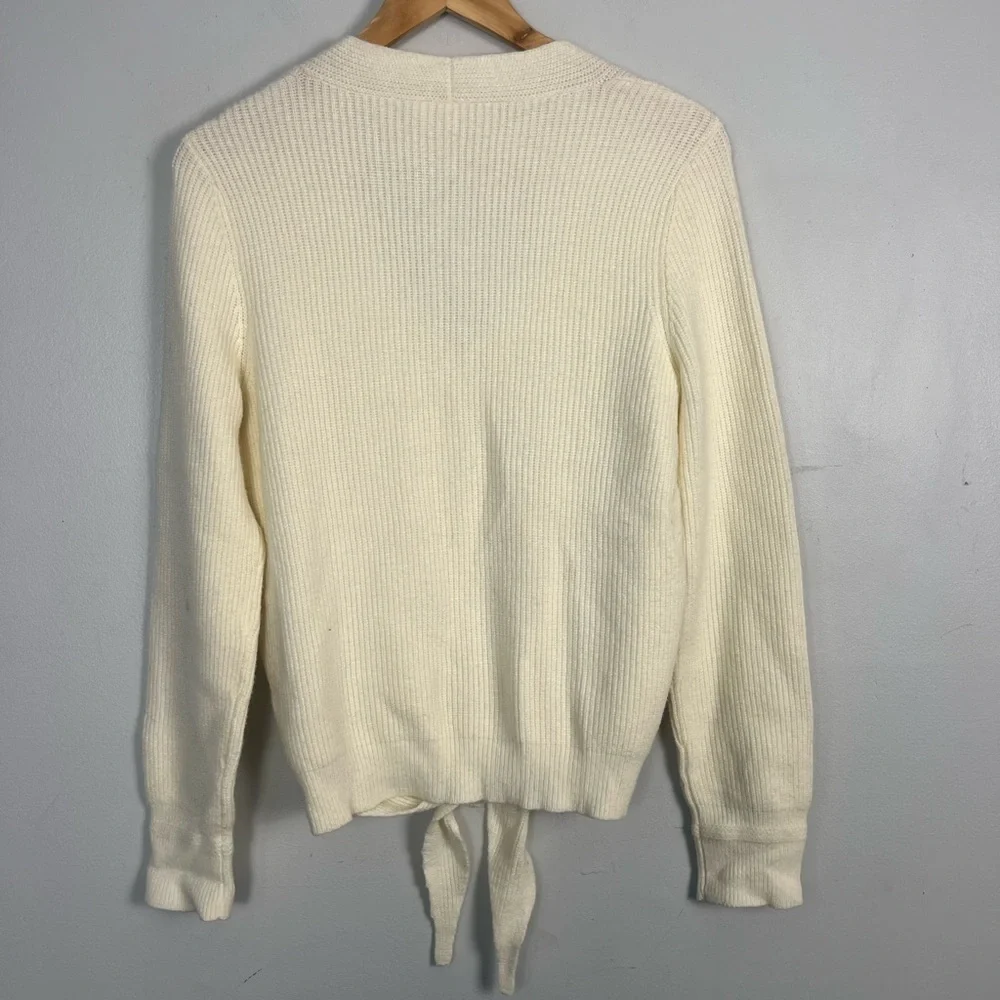 Moth for Anthropologie Freeport ribbed tie sweater in cream size small - Picture 7 of 9